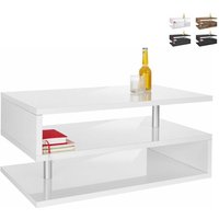 Moderner rechteckiger Couchtisch 90x55cm mit 2 Ablagen Zeta 90 - Weiß glänzend Moderner rechteckiger Couchtisch 90x55cm mit 2 Ablagen Zeta 90 - Weiß glänzend von WEB FURNITURE