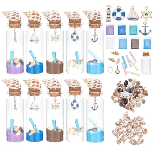 WEBEEDY 10 Sets DIY Glasflasche Ozean Ornamente nautische Meeresnachricht Flasche Bastelset Nachricht in einer Flasche Kit Glas Wunschglas für Strand Party Hochzeit Zuhause Büro Dekor von WEBEEDY