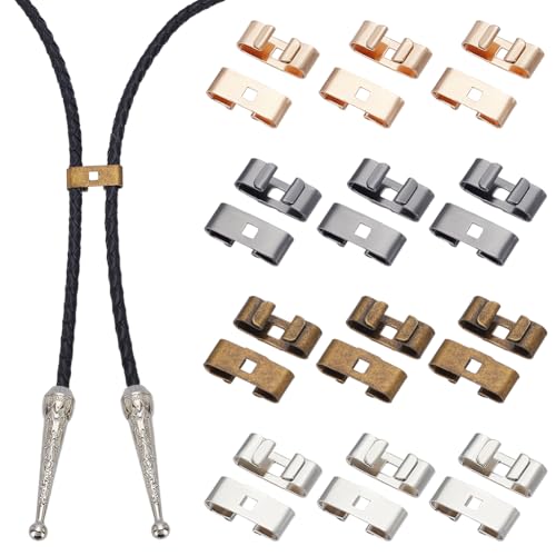 WEBEEDY 120 PCS Bolo Tie Slides Clasp 3 Farben Blank Tie Buckle Rechteck Bolo Tie Slides Clasp Zubehör Handmade Western Cowboy Bolo Tie Buckle DIY Schmuckherstellung Findings(1.9x0.7cm) von WEBEEDY