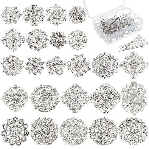 WEBEEDY 124 Stück Blumenstrauß Pins Korsagen Pins Blume Strass Kristall Broschen für Hochzeit Braut Haarschmuck Schmuck DIY Handwerk Dekor von WEBEEDY