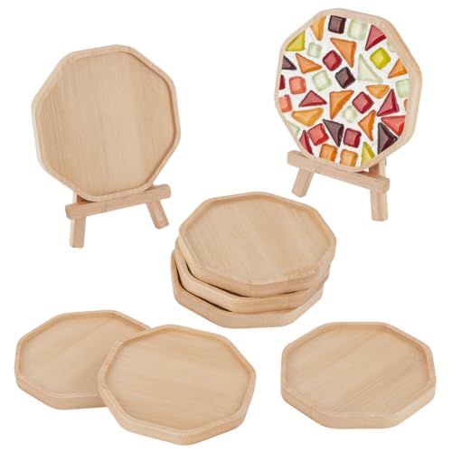 WEBEEDY 14 Stück DIY Leergrundplatten Für Mosaikhandwerk 9.5cm Bambus Untersetzer Achteckiger Getränke Untersetzer Für DIY Teller Ornamente Tischplatten Pflanzschutz von WEBEEDY