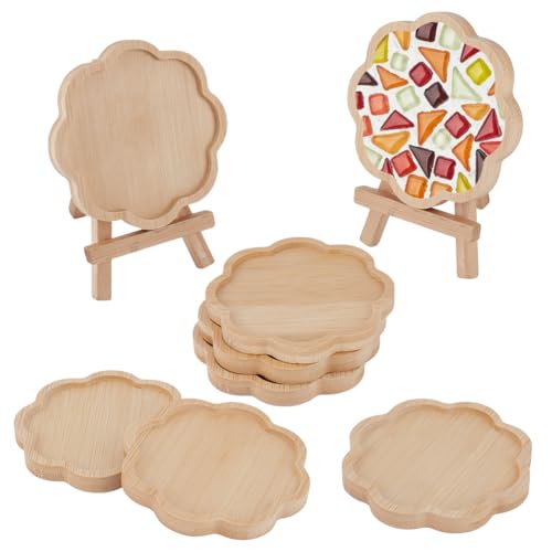 WEBEEDY 14 Stück DIY Mosaik Untersetzer Set Blumenform Füllbare Leere Basis Tabletts 9.5cm Untersetzer Für DIY Tellerornamente Herstellung Home Dekor von WEBEEDY