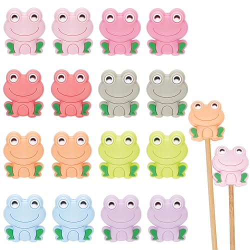 WEBEEDY 16 Stück Stricknadelstopper Frosch-Nadelspitzenschutz Kleine Strickspitzenschutz Nadelendkappen Strick- Und Häkelzubehör von WEBEEDY