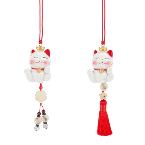 WEBEEDY 2 Stile Glückskatze Zum Aufhängen Im Auto Auto-Amulett Zubehör Schützende Harz-Charms Niedliche Maneki-Neko-Katze Japanische Omamori-Glückskatze Für Auto-Rückspiegel, Zuhause, Zimmertür WEBEEDY 2 Stile Glückskatze Zum Aufhängen Im Auto Auto-Amulett Zubehör Schützende Harz-Charms Niedliche Maneki-Neko-Katze Japanische Omamori-Glückskatze Für Auto-Rückspiegel, Zuhause, Zimmertür von WEBEEDY