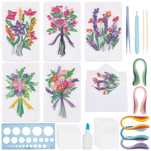 WEBEEDY 20 Set Bouquet Quilling Grußkarten Kit Für Erwachsene Papier Quilling Set Handgemacht 5 Stile Blumen Grußkarten Kit Mit Anleitung Für Anfänger WEBEEDY 20 Set Bouquet Quilling Grußkarten Kit Für Erwachsene Papier Quilling Set Handgemacht 5 Stile Blumen Grußkarten Kit Mit Anleitung Für Anfänger von WEBEEDY