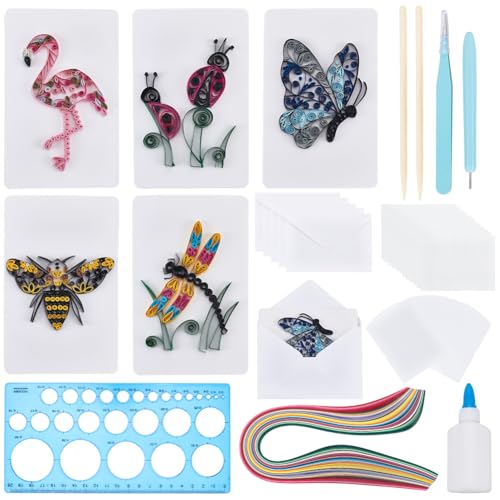 WEBEEDY 20 Sets Papier Quilling Kit für Erwachsene DIY Tiere Themen Grußkarte Making Kit mit Anleitung 5 Styles Tier Bienen, Schmetterlinge, Flamingos, Käfer, Libellen Karten WEBEEDY 20 Sets Papier Quilling Kit für Erwachsene DIY Tiere Themen Grußkarte Making Kit mit Anleitung 5 Styles Tier Bienen, Schmetterlinge, Flamingos, Käfer, Libellen Karten von WEBEEDY