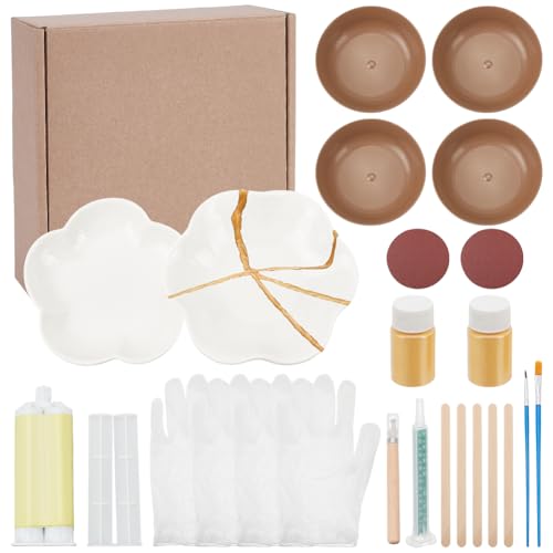 WEBEEDY 26 Stück Kintsugi Reparatur-Set Gold Komplettes Und Modernes Kintsugi Set Mit Übungskeramik Und 50ml Lebensmittelechtem Kleber Für Anfänger Zur Reparatur von Zerbrochener Keramik DIY Kunst Set WEBEEDY 26 Stück Kintsugi Reparatur-Set Gold Komplettes Und Modernes Kintsugi Set Mit Übungskeramik Und 50ml Lebensmittelechtem Kleber Für Anfänger Zur Reparatur von Zerbrochener Keramik DIY Kunst Set von WEBEEDY