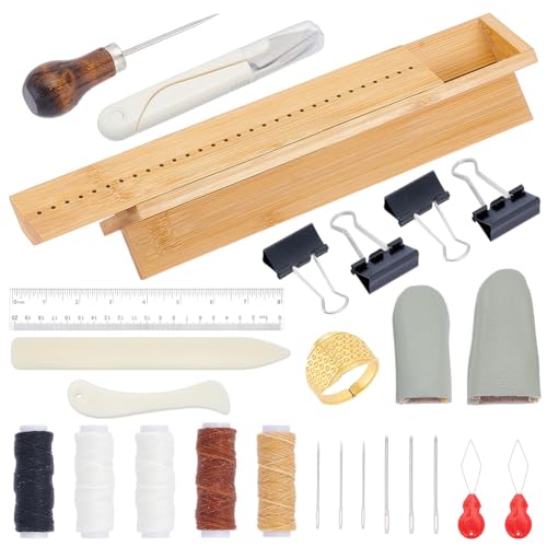 WEBEEDY 26 Stück Bambus Buchbindewiege Mit Buchbindematerial Für DIY Buchhandwerk Signaturlochwerkzeuge Set Mit Ahle Knochenordner Die Wiege Faden Und Mehr von WEBEEDY
