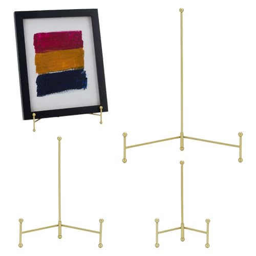 WEBEEDY 3 Größen Dekoratives Dreibein Metall Display Esel Tellerständer Und Halter Tischaufsteller Zur Präsentation von Bildern Dekorativen Tellern Plaketten Und Schildern 19cm 14cm 9cm H Gold von WEBEEDY