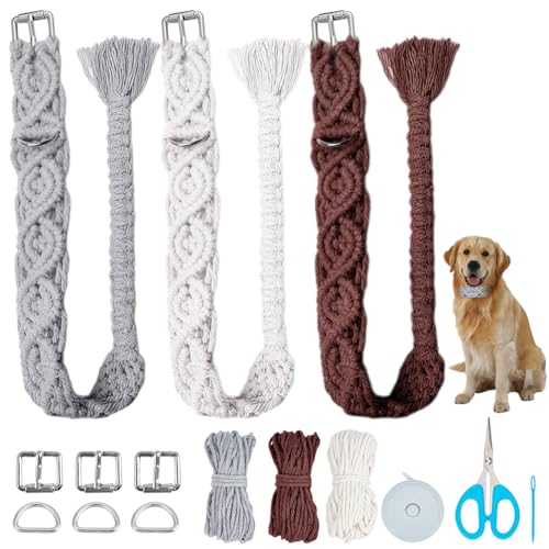WEBEEDY 3 Set DIY Makramee Hundehalsband Kit Für Erwachsene Anfänger Buntes Makramee Schnur Knoten Kit Verstellbares Haustier Halsband Machen Kit Mit 60 m Baumwollschnur Und Anleitung WEBEEDY 3 Set DIY Makramee Hundehalsband Kit Für Erwachsene Anfänger Buntes Makramee Schnur Knoten Kit Verstellbares Haustier Halsband Machen Kit Mit 60 m Baumwollschnur Und Anleitung von WEBEEDY