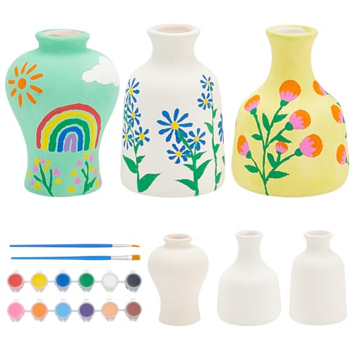 WEBEEDY 3 Stile Vasen Töpfermalset Bemalen Sie Ihre Eigene Keramiktopf Unbemalte Keramikblumentöpfe DIY Kunst Und Handwerksset Für Anfänger Klassenzimmer-Handwerksprojekt Geschenke zu Weihnachten WEBEEDY 3 Stile Vasen Töpfermalset Bemalen Sie Ihre Eigene Keramiktopf Unbemalte Keramikblumentöpfe DIY Kunst Und Handwerksset Für Anfänger Klassenzimmer-Handwerksprojekt Geschenke zu Weihnachten von WEBEEDY