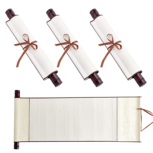 WEBEEDY 3 Stück Leere Hängende Schriftrolle Kalligraphie Hängende Rollen Chinesisches Reispapier Leere Malerei Scroll für Malen Kalligraphie Ideales Accessoire für Nette Reden,Vortrag(Gold,70x33cm) von WEBEEDY
