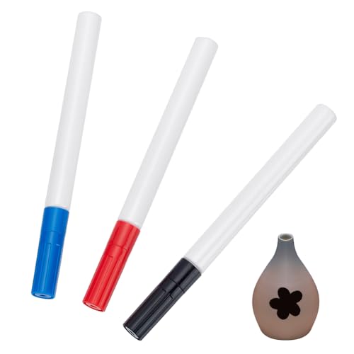WEBEEDY 3 Stück Unterlasiertstift Keramik Kunst Unterlasiertstift Keramikschreibstift Für Unterglasur Keramik Bemalen Färben Dekorieren (Schwarz+Blau+Rot) von WEBEEDY