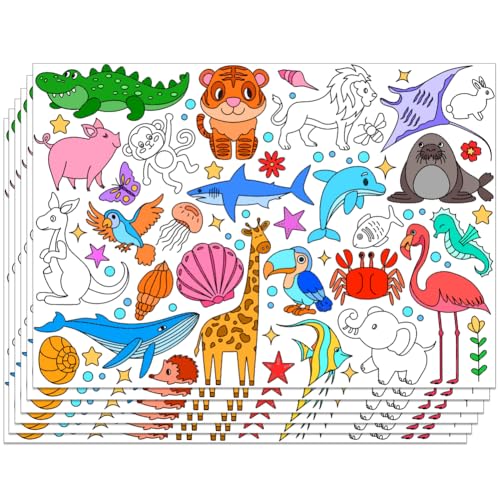 WEBEEDY 30 Blätter Tier-Platzsets zum Ausmalen Tier Thema Färbung Aktivität Papier Matte, 40 x 28 cm Esstisch Tischtuch Malerei Matten für Home Table Decorations Supplies WEBEEDY 30 Blätter Tier-Platzsets zum Ausmalen Tier Thema Färbung Aktivität Papier Matte, 40 x 28 cm Esstisch Tischtuch Malerei Matten für Home Table Decorations Supplies von WEBEEDY