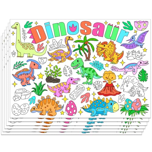 WEBEEDY 30 Bogen Dinosaurier Platzsets zum Ausmalen 40 x 28cm Papier Platzsets Mit Kreativem Doodle Design Esszimmer Tischsets Für Restaurants & Dekorationsgeschenk Für Zuhause von WEBEEDY