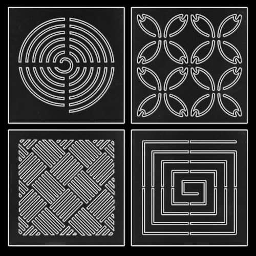 WEBEEDY 4 Stile Acryl Sashiko Schablone Wiederverwendbares Geometrisches Honigwaben Sashiko Muster Vorlage Für Erwachsene Anfänger Zeichenlinienvorlage Für Handquilten Und Stickerei (12x12x0.2cm) von WEBEEDY
