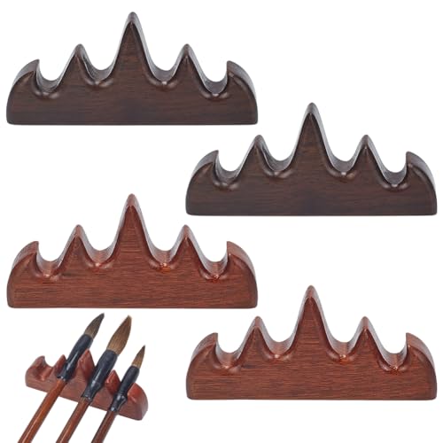 WEBEEDY 4 Stk. Holz Pinselhalter Chinesische Kalligraphie Pinselablage Malpinselhalterung Für Aquarellpinsel Halterung Für Kalligraphie Schreibutensilien von WEBEEDY