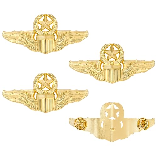 WEBEEDY 4 Stück Metallfliegerflügel Anstecknadel Militärkommando Master Flügel Abzeichen Brosche von WEBEEDY