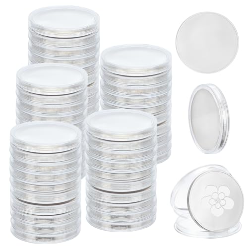 WEBEEDY 50 STK. Blank Challenge Coin Gravur Rohlinge Münzen Metall Stanzung Rohling Münze 40mm Runde Tags Gewindekante Münze Mit Acryl Schutzbox Für DIY Bastelarbeiten Silbern Silberfarbig von WEBEEDY