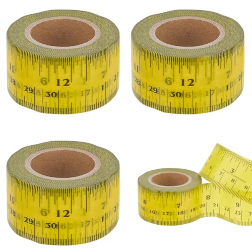 WEBEEDY 56.9 Yards Klebeband Maßband 30.5cm Wiederholendes Selbstklebendes Linealband 2.5cm Breites Doppelseitiges Metrisches Flexibles Maßband Für DIY Nähen Handwerk Hausgebrauch 4 Rollen von WEBEEDY