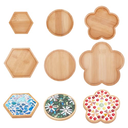 WEBEEDY 6 Stück Holzuntersetzer Mosaik-Bambus-Untersetzer Trinkglasuntersetzer Füllbare Mosaikplatte Handwerk DIY Mosaikherstellung Handwerkskunst Tabletts DIY Platten Dekorationen von WEBEEDY