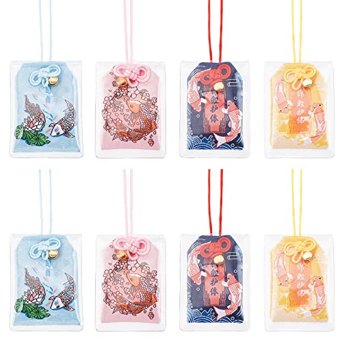 WEBEEDY 8 Stück Glück Segen Tasche Amulett Japanischer Omamori Charme Segen Tasche Koi Omamori-Amulett 4 Arten von Koi-Hängebeuteln von WEBEEDY