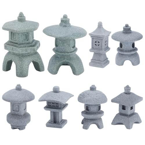 WEBEEDY 8 Styles Mini Japanische Laterne Pagode Statuen Set,Miniatur-Zen-Garten-Accessoires Mini-Feen-Garten-Dekor-Set für Home Micro Landschaft Fisch Tank Dekorationen WEBEEDY 8 Styles Mini Japanische Laterne Pagode Statuen Set,Miniatur-Zen-Garten-Accessoires Mini-Feen-Garten-Dekor-Set für Home Micro Landschaft Fisch Tank Dekorationen von WEBEEDY
