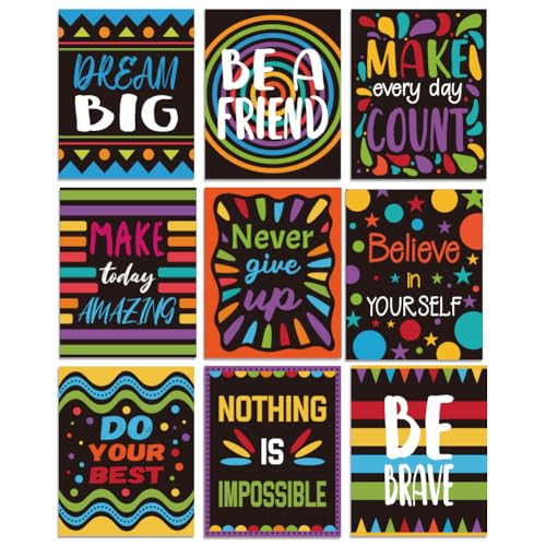 WEBEEDY 9 Stück Motivationsposter Glaube An Dich Selbst Inspirierende Leinwand Wandkunst Dekor Boho Ästhetik Drucke Für Wanddekoration Ungerahmt 20x25cm Wandkunst Für Zimmer Büro Dekor von WEBEEDY