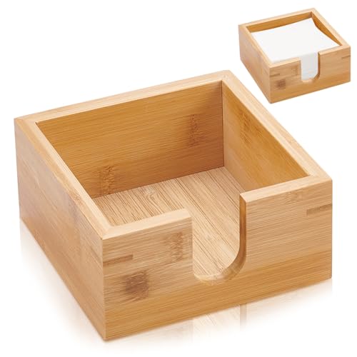 WEBEEDY Bambus-Serviettenhalter Flacher Quadratischer Serviettenhalter Kleiner Serviettenspender Korb Tablett für Zuhause Küche Restaurant Esszimmer Tisch Desktop-Arbeitsplatten(Innendurchmesser:12cm) von WEBEEDY