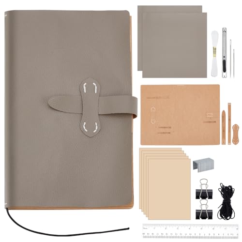 WEBEEDY Buchbinde Set Buchherstellungs Set Schreibjournal Notizbuch Set Mit Ungefütterten Seiten Graues Handgefertigtes Journal Set Kunst Und Bastelsets Für Die Arbeit Reise Persönliches Tagebuch von WEBEEDY