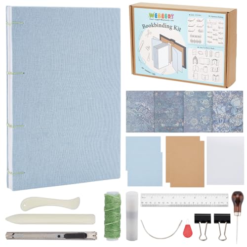 WEBEEDY Buchbindeset Für Anfänger Komplettes Buchbindewerkzeug-Set Ein Buchherstellungsset Hardcover Coptic Stitch Buchbindematerialien Mit Faden, Papier Und Andere Dinge von WEBEEDY