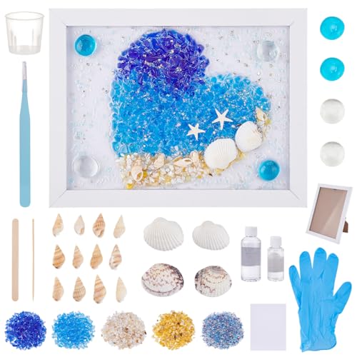WEBEEDY DIY Herz Seeglas Harz Set DIY Valentinstag Seeglas Kunst Set Mit Anleitung Für Erwachsene Anfänger Harz Herz Fotorahmen Valentinstag (15x20cm) von WEBEEDY
