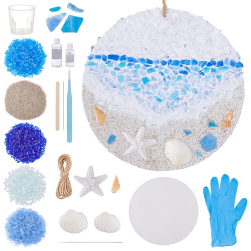 WEBEEDY DIY Meer Glas Sonnenfänger Ornament Handgemachtes Ozean Meer Glas Harz Hängekit Mit Anleitung Für Erwachsene Anfänger DIY Meer Glas Kunst Ornament von WEBEEDY