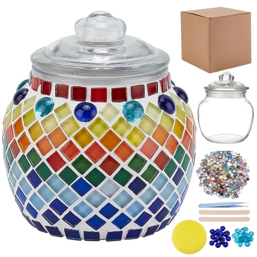 WEBEEDY DIY Mosaik Set Handgemachtes Mosaikglasgläser Set DIY Buntglas Mosaikfliesen Set Für Erwachsene DIY Mosaikglasgläser Für Bastelsets Mosaik Herstellungsset Handgemachtes Kunsthandwerksgeschenk von WEBEEDY