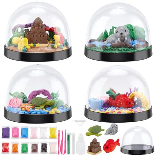 WEBEEDY DIY Unterwasserwelt Schneekugel Bastelset 4 Sets Machen Sie Ihre Eigene Unterwasser Kugel Mit 3 Unterwasserfiguren Bildhauerei Kunsthandwerk Für Geburtstagsgeschenk Partydekoration von WEBEEDY