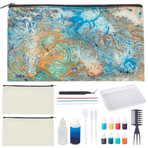 WEBEEDY DIY Wasser Marmorierungs Malset Für Erwachsene 2 Sets DIY Kosmetiktasche Marmorierungs Malset Mit Anleitung Für Anfänger Kreative Kunst Marmorierungs Malsets Geschenk Für Die Feiertage von WEBEEDY