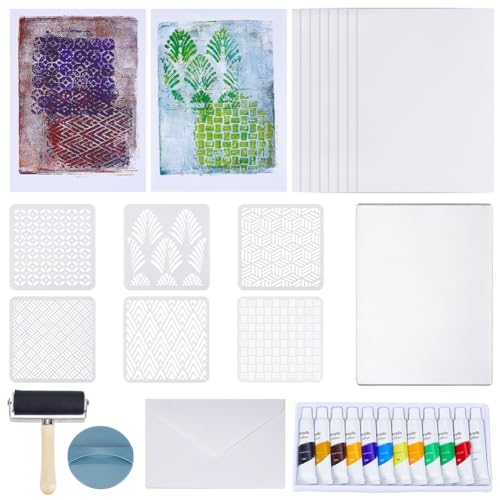 WEBEEDY Geldruckplatten-Set Geometrisches Druckset Enthält 12.7X17.8cm Wiederverwendbare Gelatineplatte Schablonen Acrylfarbe Werkzeuge Und Anleitung Für Erwachsene Anfänger WEBEEDY Geldruckplatten-Set Geometrisches Druckset Enthält 12.7X17.8cm Wiederverwendbare Gelatineplatte Schablonen Acrylfarbe Werkzeuge Und Anleitung Für Erwachsene Anfänger von WEBEEDY