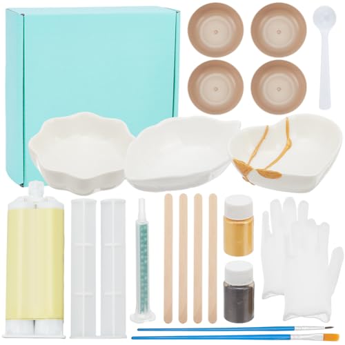 WEBEEDY Kintsugi Reparatur Set 19 Stk Gold & Silber Keramik Reparatur Set Für Anfänger DIY Kintsugi Reparatur Starters Komplettes Kintsugi Reparaturset Japanisches Kunstgeschenk WEBEEDY Kintsugi Reparatur Set 19 Stk Gold & Silber Keramik Reparatur Set Für Anfänger DIY Kintsugi Reparatur Starters Komplettes Kintsugi Reparaturset Japanisches Kunstgeschenk von WEBEEDY