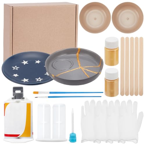 WEBEEDY Kintsugi Reparaturset 18 Stück Japanisches Kintsugi Gold Reparaturset Für Anfänger Erwachsene DIY Keramik Töpferreparatur Set Wird Mit Übungsgericht Japanisches Kunstgeschenk Geliefert WEBEEDY Kintsugi Reparaturset 18 Stück Japanisches Kintsugi Gold Reparaturset Für Anfänger Erwachsene DIY Keramik Töpferreparatur Set Wird Mit Übungsgericht Japanisches Kunstgeschenk Geliefert von WEBEEDY
