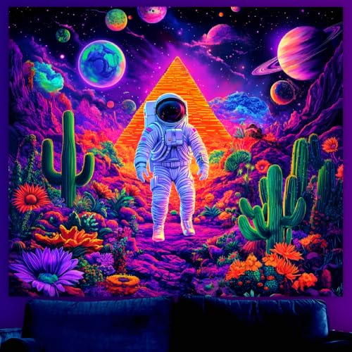 WEBEEDY Leuchtendes Galaxy Weltraum Tapestry UV Reaktives Astronauten Tapestry Bunte Blumen Wandteppiche Wanddekoration Für Schlafzimmer Wohnzimmer Ästhetik 130x150cm WEBEEDY Leuchtendes Galaxy Weltraum Tapestry UV Reaktives Astronauten Tapestry Bunte Blumen Wandteppiche Wanddekoration Für Schlafzimmer Wohnzimmer Ästhetik 130x150cm von WEBEEDY