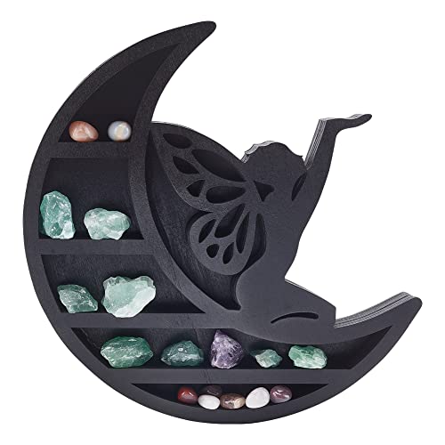 WEBEEDY Mond Regal Aus Holz Für Kristalle Schwebende Regale Aus Holz Boho-Hängeregal Display Regal Für Ätherisches Öl Schwebende Regale von WEBEEDY