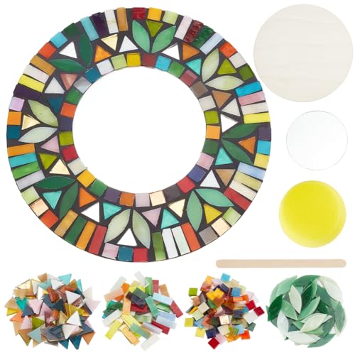 WEBEEDY Mosaik-Spiegel-Set, Mosaikbastelsets Für Erwachsene, DIY-Spiegelset, Mosaik-Fliesen-Bastel-Blumenspiegel-Set, Kreative Keramik-Mosaikfliesen Für DIY-Spiegel-Zubehör von WEBEEDY
