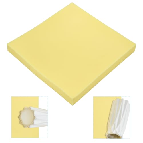 WEBEEDY Quadratischer Tischläufer Aus Keramikschaum Hochdichter Keramikschaum Pad Für Tonarbeitsplatz Keramikform Werkzeug Kunstmatte Für Malerei Handwerk 45cm (Gelb) von WEBEEDY