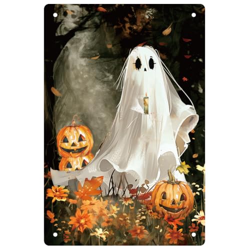 WEBEEDY Vintage Metall Blechschild Halloween Blechschild Niedlicher Geist Kürbis Metallschild 20x30cm Halloween Dekorationen Vintage Aluminium Poster Für Zuhause Wanddekor WEBEEDY Vintage Metall Blechschild Halloween Blechschild Niedlicher Geist Kürbis Metallschild 20x30cm Halloween Dekorationen Vintage Aluminium Poster Für Zuhause Wanddekor von WEBEEDY