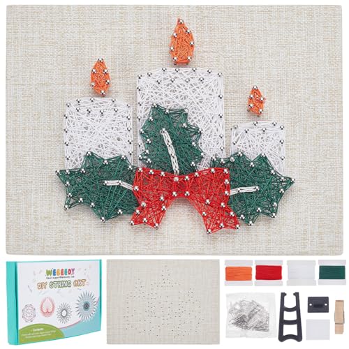 WEBEEDY Weihnachten Kerze & Holly String Art Kit Weihnachten Thema String Making Kit 3D String Art Crafts Kit für Erwachsene Anfänger mit Anleitung und alle Zubehörteile,Urlaub Handwerk Wanddekoration WEBEEDY Weihnachten Kerze & Holly String Art Kit Weihnachten Thema String Making Kit 3D String Art Crafts Kit für Erwachsene Anfänger mit Anleitung und alle Zubehörteile,Urlaub Handwerk Wanddekoration von WEBEEDY