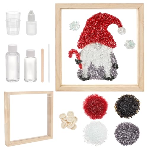 WEBEEDY Weihnachtswichtel Meerglas Resin Set DIY Meerglas Kunst Set Mit Anleitung Für Erwachsene Anfänger Meerglas Wichtel Kunst Fotorahmen Geschenk Weihnachts Dekor Für Zuhause (20x20cm) von WEBEEDY