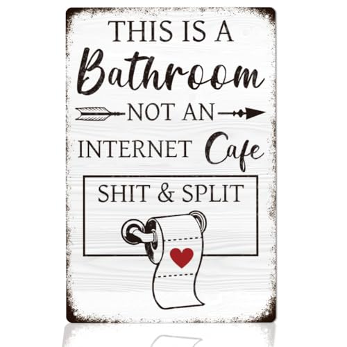 WEBEEDY Witziges Badezimmer Blechschild Vintage Badezimmerschilder Retro Wandkunst Dies Ist Ein Badezimmer Kein Internetcafé Metallschild Für Zimmer Kaffeebar Küche Pub 20x30cm von WEBEEDY