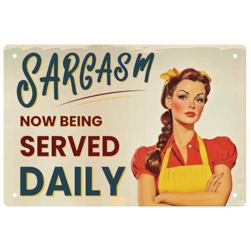 WEBEEDY Witziges Vintage Metall Tin Schild Wanddekoration Sarkasmus Wird Jetzt Täglich Serviert Metallschild Wandtafel Poster Für Humorvolles Schild Café Zuhause Küche Kaffee Wandgeschenk 20x30cm von WEBEEDY