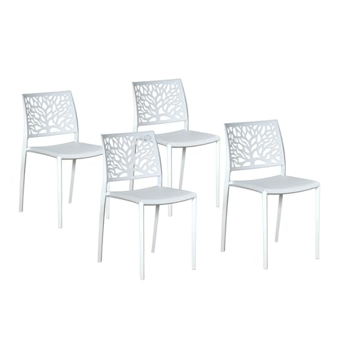 WEBER INDUSTRIES 4er Set Stapelstühle Clara für Innen und Außen / Weiß von WEBER INDUSTRIES