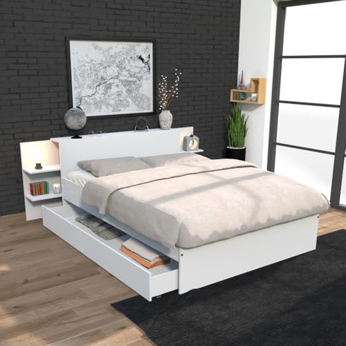 WEBER INDUSTRIES Bett City 140 x 190 cm + Kopfteil Nachttisch + 1 Schublade/Weiß WEBER INDUSTRIES Bett City 140 x 190 cm + Kopfteil Nachttisch + 1 Schublade/Weiß von WEBER INDUSTRIES